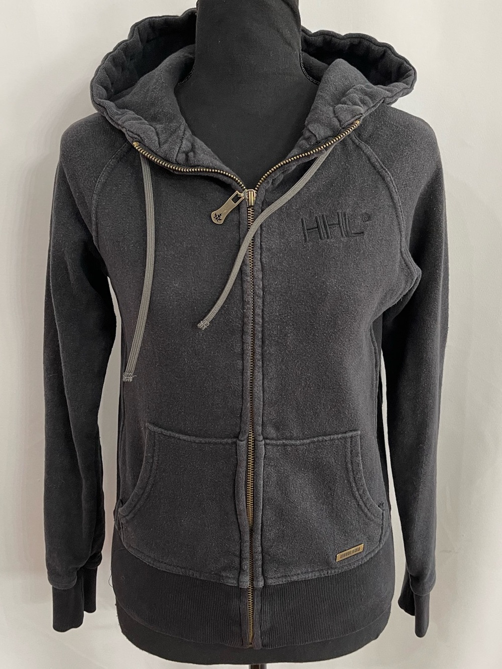 Hoodlamb Heavyweight Hemp Organic Cotton Full Zip Hoodie Washed Black Size XS